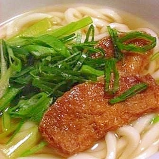 簡単　たっぷり京菜のきつねうどん